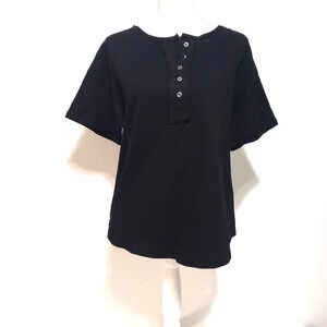 NEW!! Vanilla Bay Women’s SIZE S Black Cuffed Short Sleeve Blouse Oversized Top